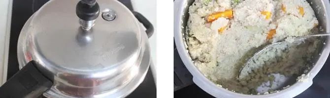 pressure cooking daliya to make broken wheat upma recipe