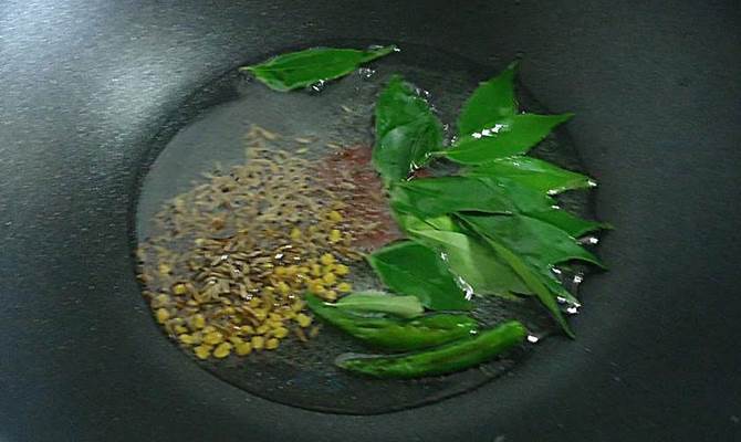 saute spices for bangaladumpa pulusu recipe-1