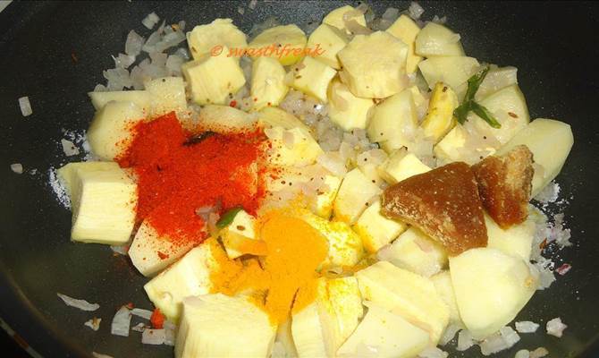 fry potatoes for bangaladumpa pulusu recipe-3