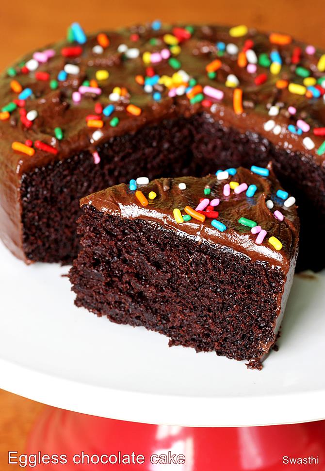 Eggless Chocolate Cake Recipe Swasthi s Recipes