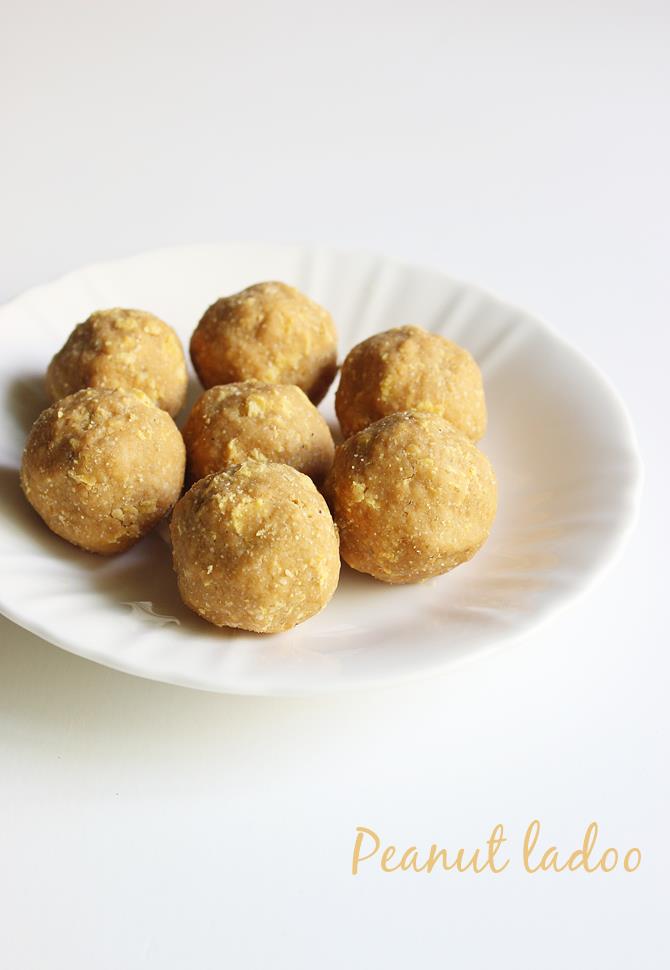 Peanut ladoo recipe  groundnut laddus    Swasthi s Recipes - 58
