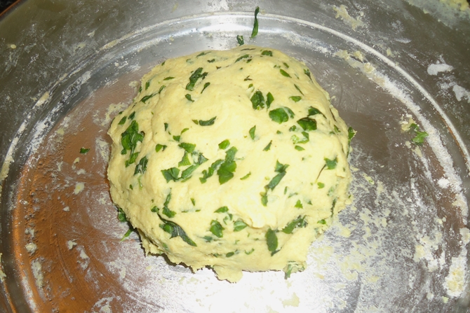 kneading dough for paratha