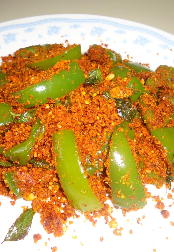 Karnataka capsicum fry recipe Swasthi's Recipes