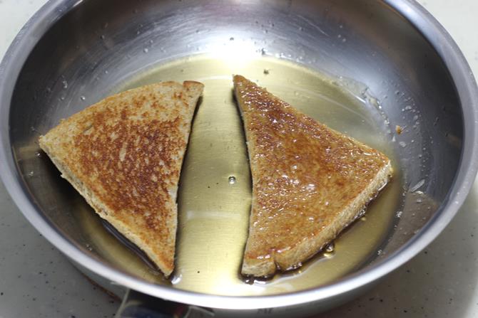 coating bread with sugar syrup for double ka meetha