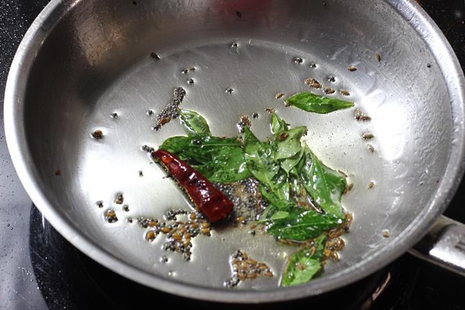 seasoning with ghee to learn how to make sambar recipe