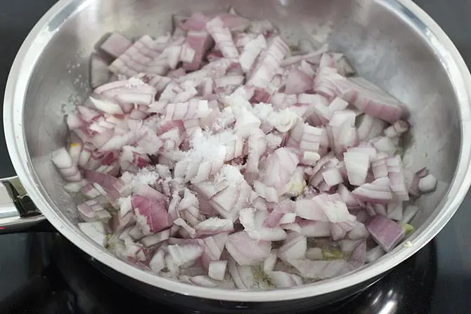 add onions and salt to make pumpkin sabzi