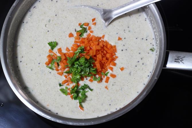 add finely grated carrots, chopped beans