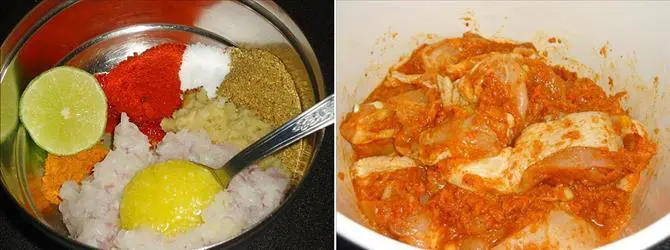 marinade to learn how to make andhra chicken fry