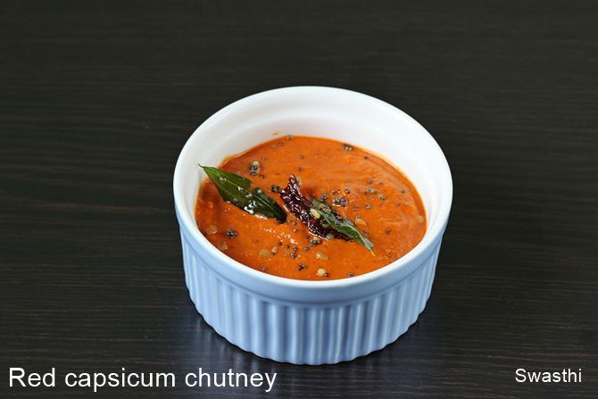 Red Capsicum Chutney Recipe   Swasthi s Recipes - 84