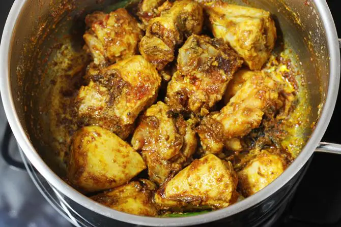 cooking covered for chicken dum biryani recipe