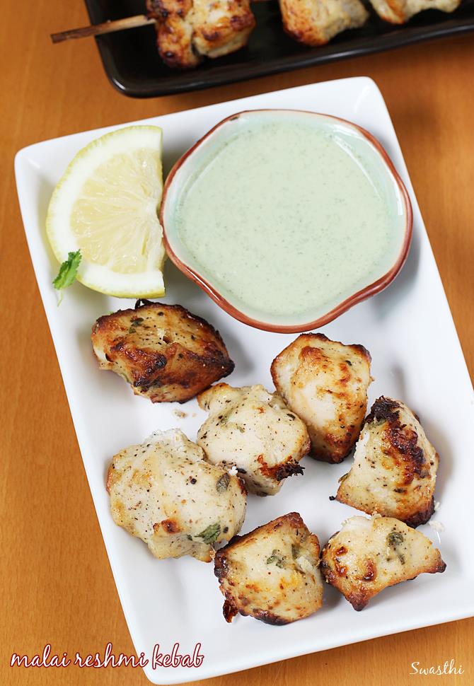 Reshmi Kabab   Chicken Malai Kabab   Swasthi s Recipes - 28