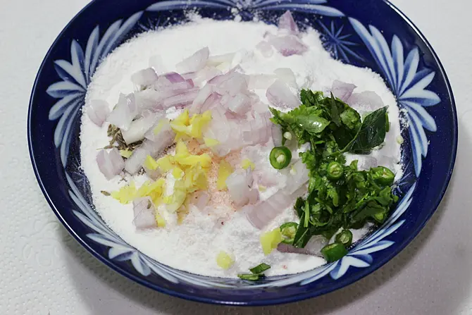 addition of chopped onions to make oats dosa