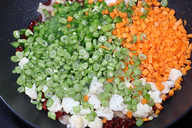frying veggies