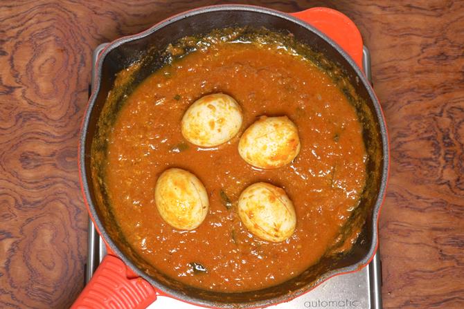 south indian egg curry in a pan