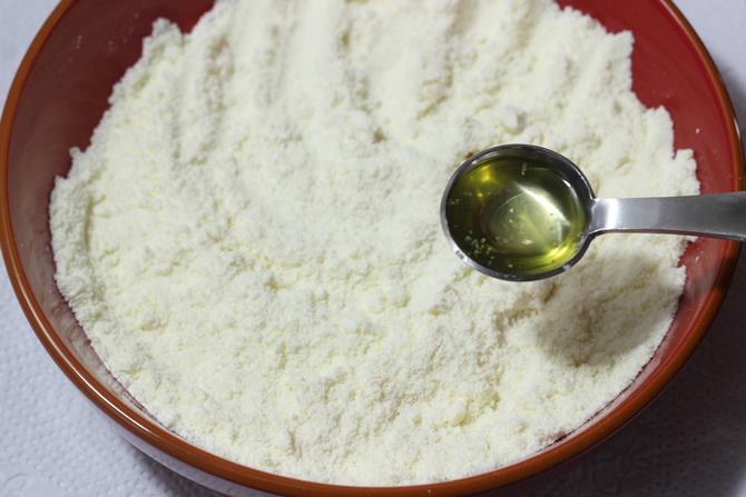 sieve the flour & add ghee