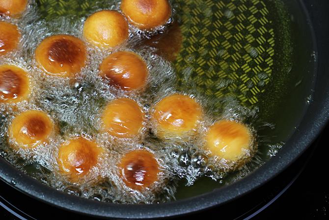 stirring often while frying gulab jamun