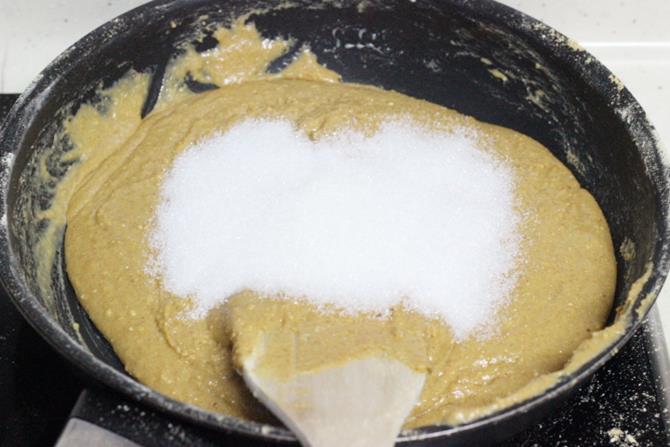 addition of sugar ghee for mohanthal recipe