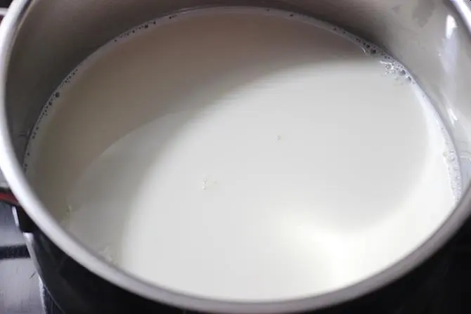 milk to a boiling point to make badam kheer recipe