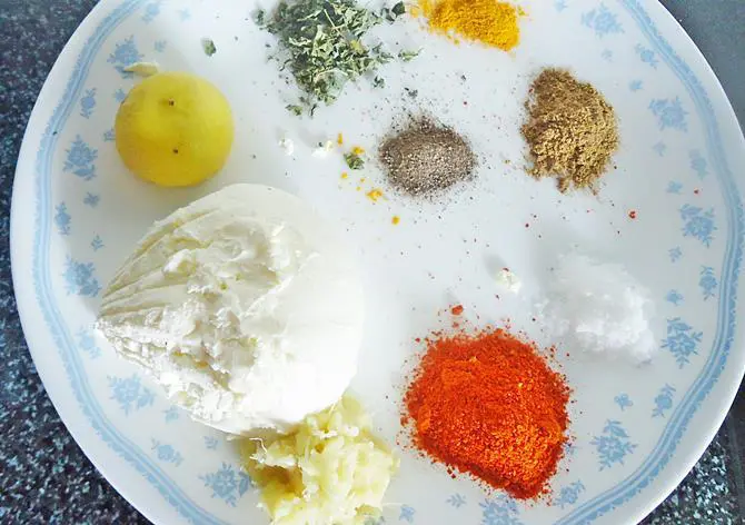 marination mixture for making fish tikka recipe step 1