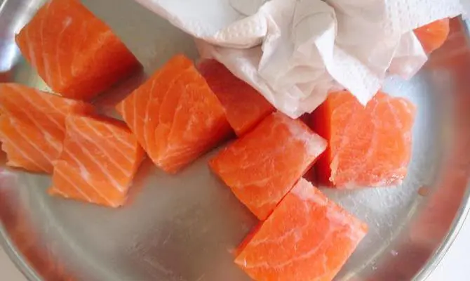 removing moisture from the meat for fish tikka
