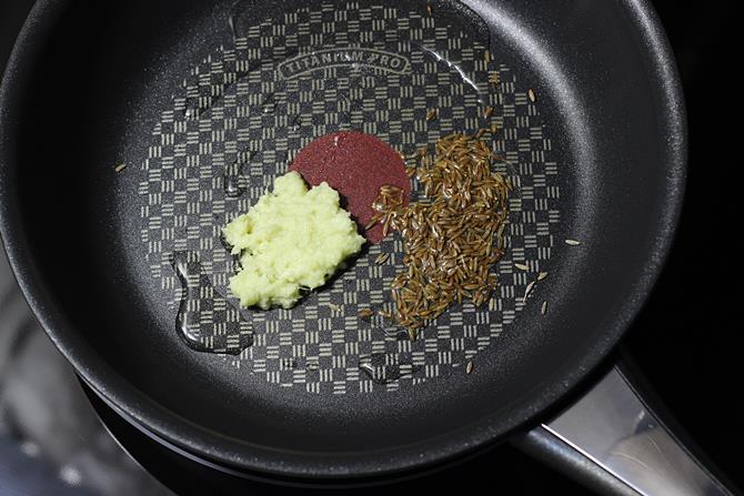 sauteing cumin for mixed vegetable curry