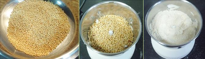 preparing urad dal powder