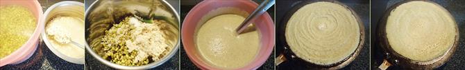 step by step making of oats green gram dosa
