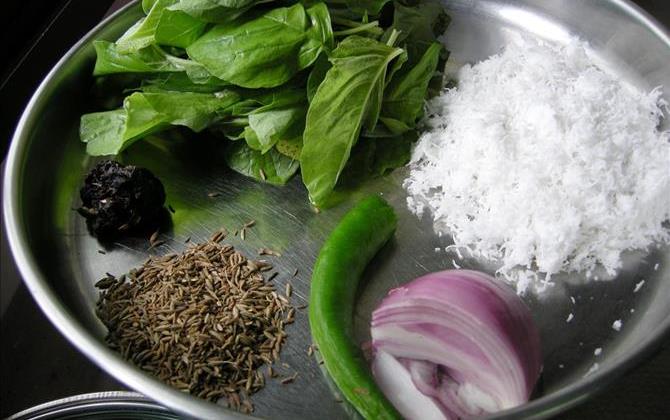 ingredients to make palakura pachadi recipe step 1