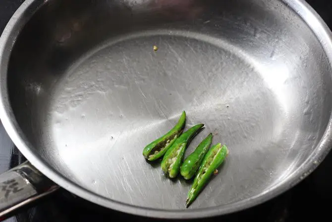 frying chilies for brinjal chutney recipe