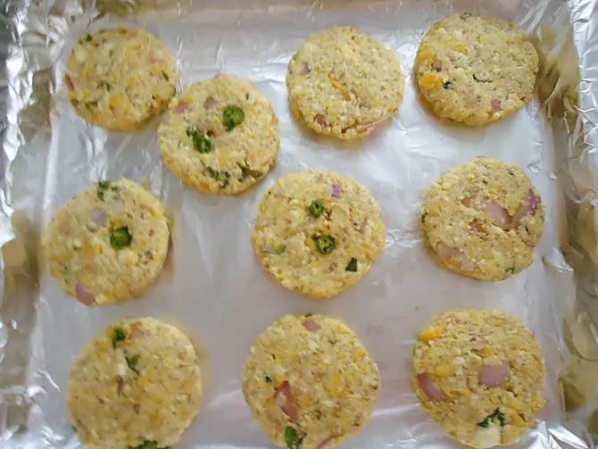 making patties and keep them on a sheet to make paneer tikki