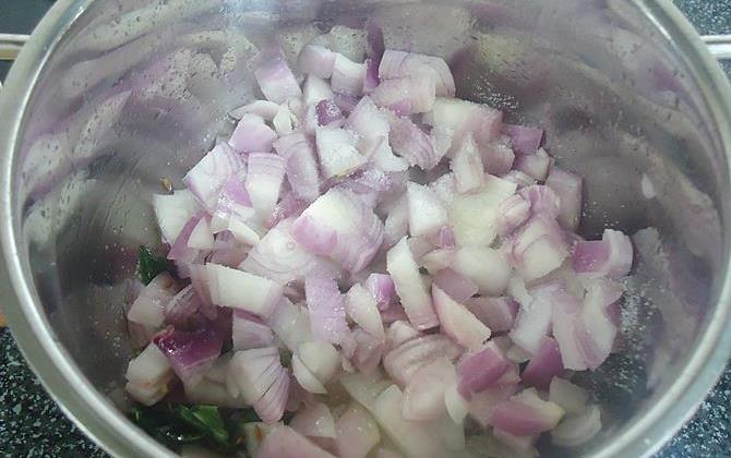 frying onions in the pan 