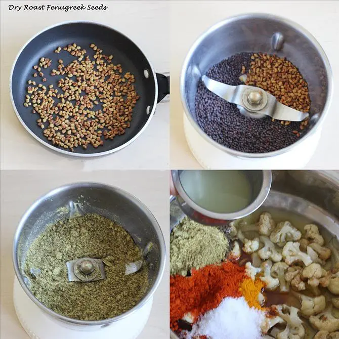 get the spice powders ready for cauliflower pickle