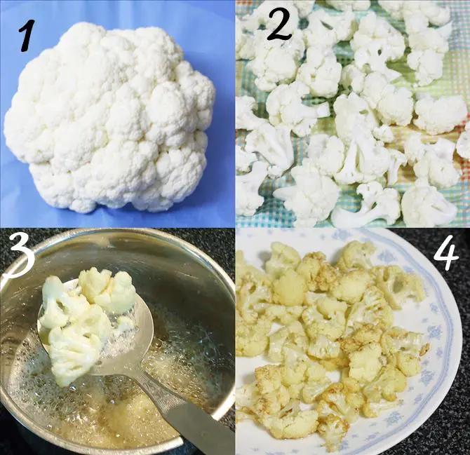 washing frying cauliflower for cauliflower pickle