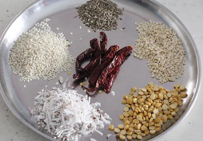 ingredients coconut sesame to use for vepudu karam recipe