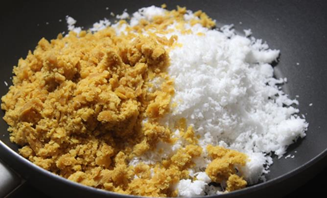coconut jaggery poornam to make kobbari kudumulu recipe