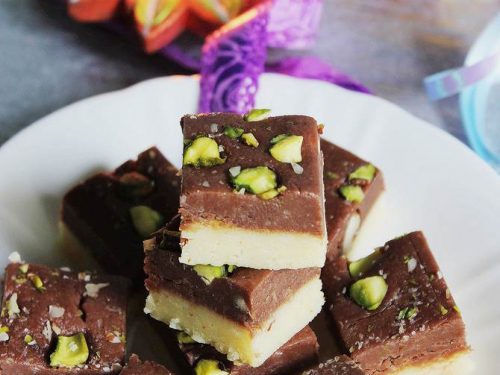 Coconut Burfi Recipe  Nariyal Barfi    Swasthi s Recipes - 14