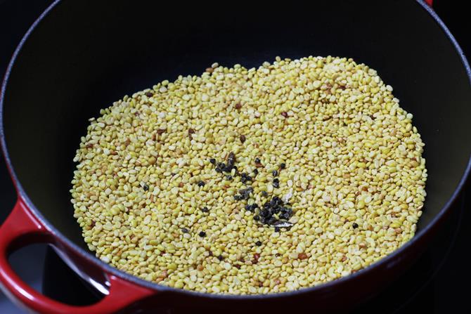 Moong Dal Ladoo  Yellow Mung Lentil Balls    Swasthi s Recipes - 11