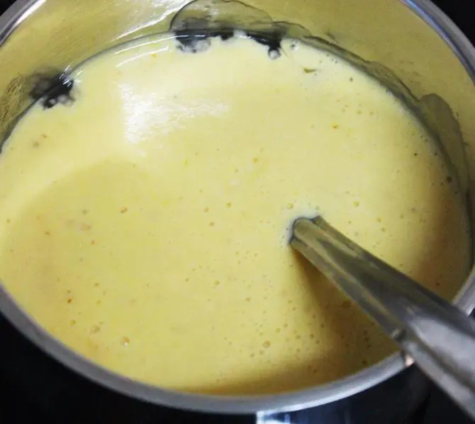 cooking pumpkin kheer on a low heat