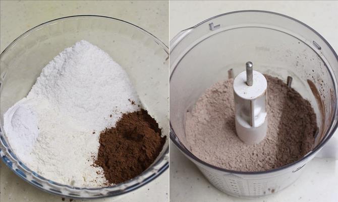 process flour coconut in a jar for chocolate coconut cake recipe