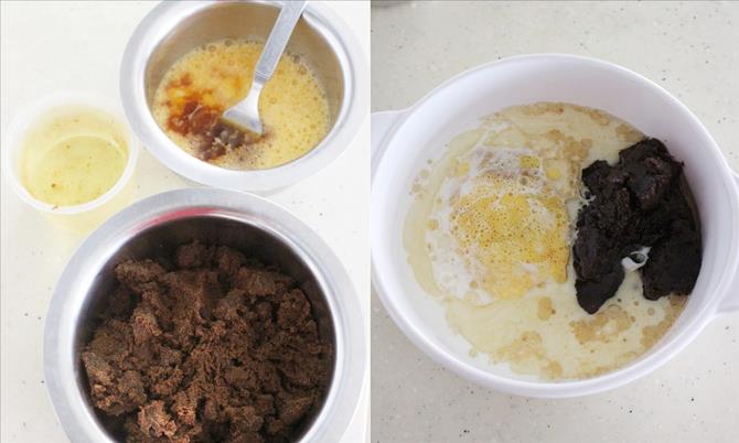 sugar oil egg for making chocolate coconut cake recipe