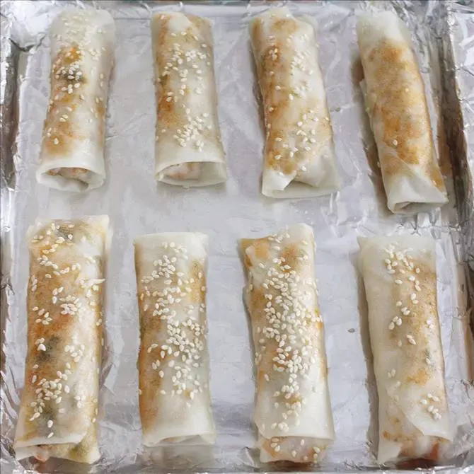 baking or frying vegetable rolls to make spring roll recipe