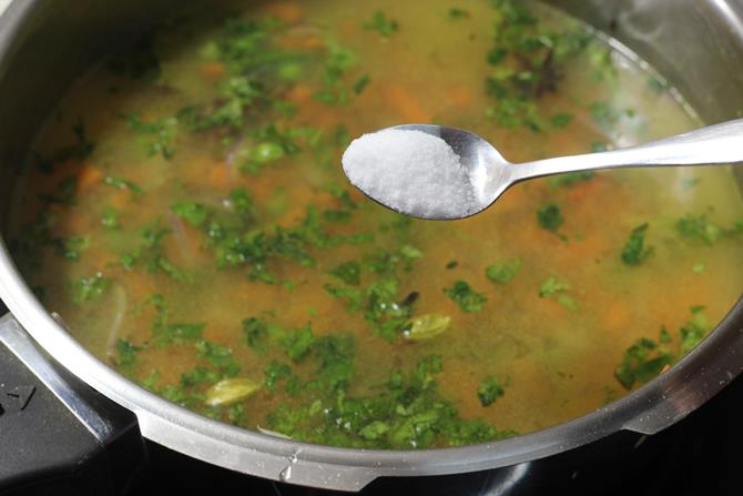 addition of salt water in paneer pulao recipe
