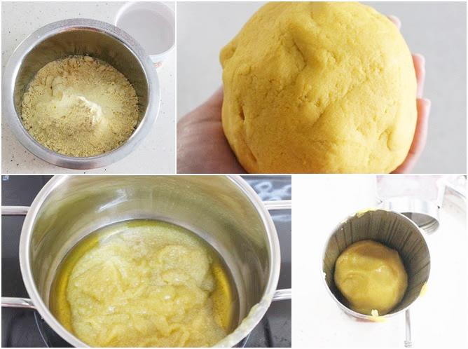kneading the dough to make bandar laddu recipe 01