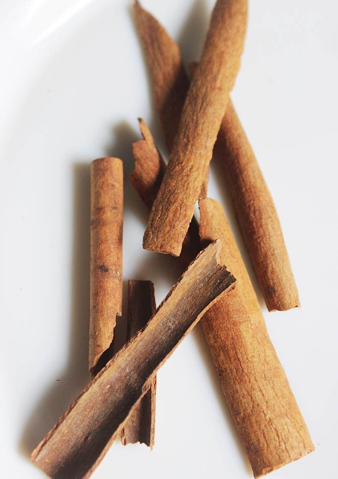 cleaning cinnamon sticks used for garam masala powder recipe