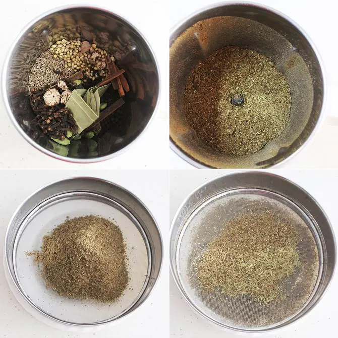 blending or processing garam masala powder in mixer