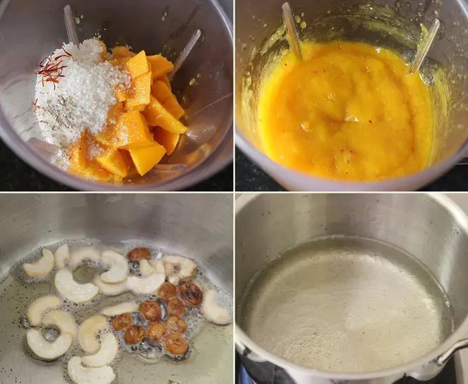 frying rava for mango kesari recipe or mango sheera