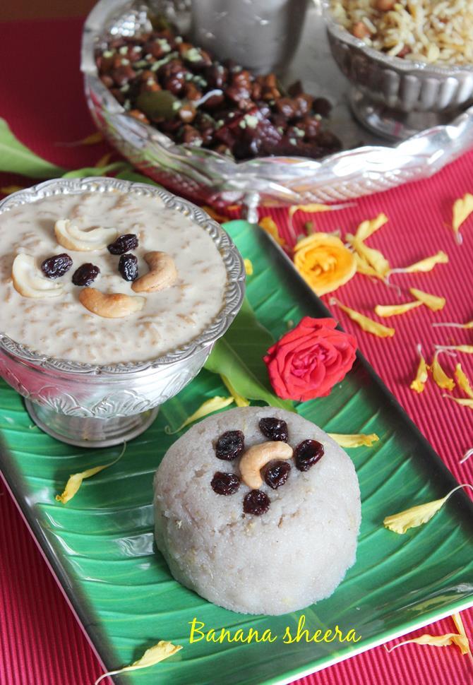 banana sheera recipe, rava sheera