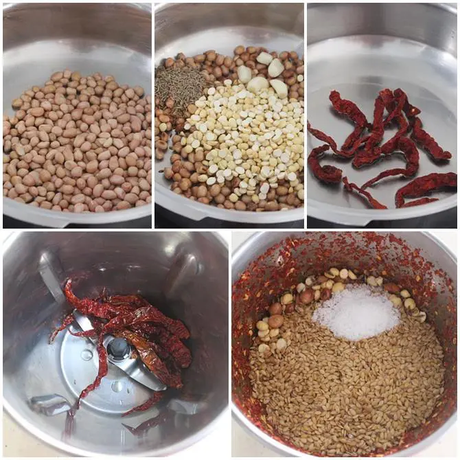 steps on making flax seeds chutney powder