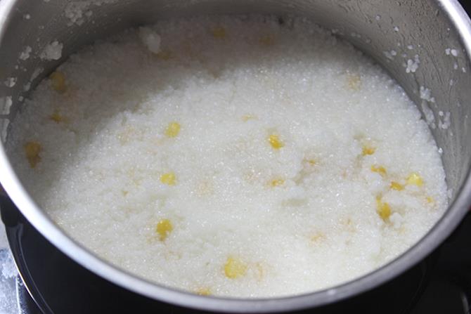 cooked undrallu rice mixture for steaming