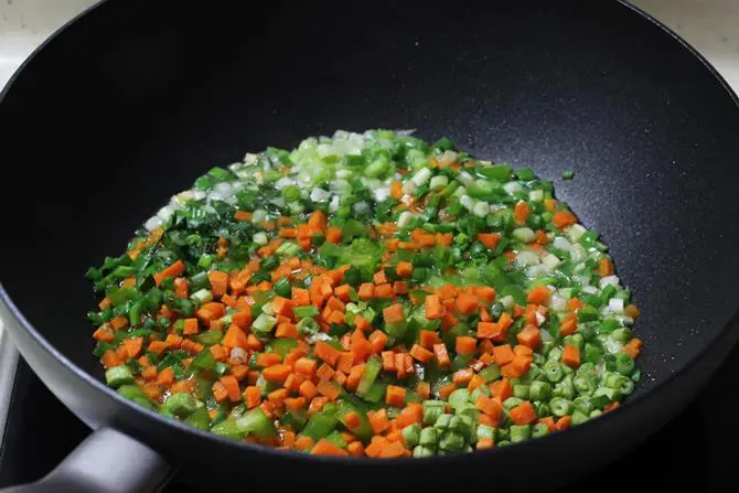 frying chopped veggies